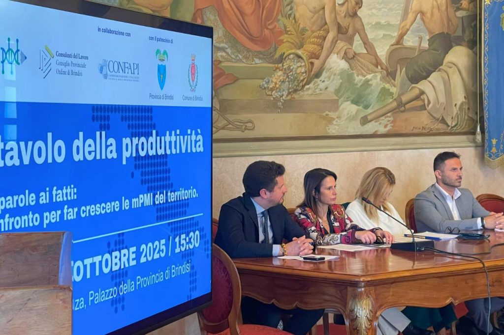 A Brindisi l’8° Tavolo della Produttività:imprese, istituzioni e professionistiinsieme per le mPMI del territorio