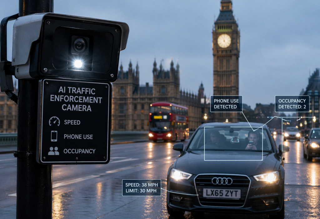 Londra, arrivano gli autovelox intelligenti: l’IA controlla anche telefoni e passeggeri a bordo